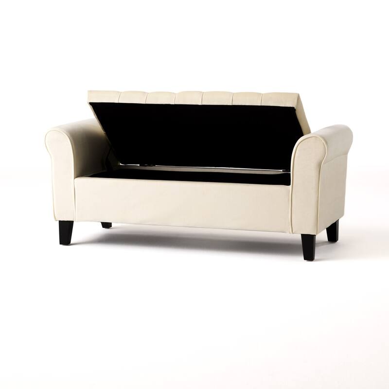 Keiko Contemporary Rolled Arm Velvet Storage Ottoman Bench by Christopher Knight Home