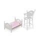 preview thumbnail 3 of 4, Badger Basket English Country Doll High Chair and Bed Set with Chevron Bedding and Free Personalization Kit - White/Pink