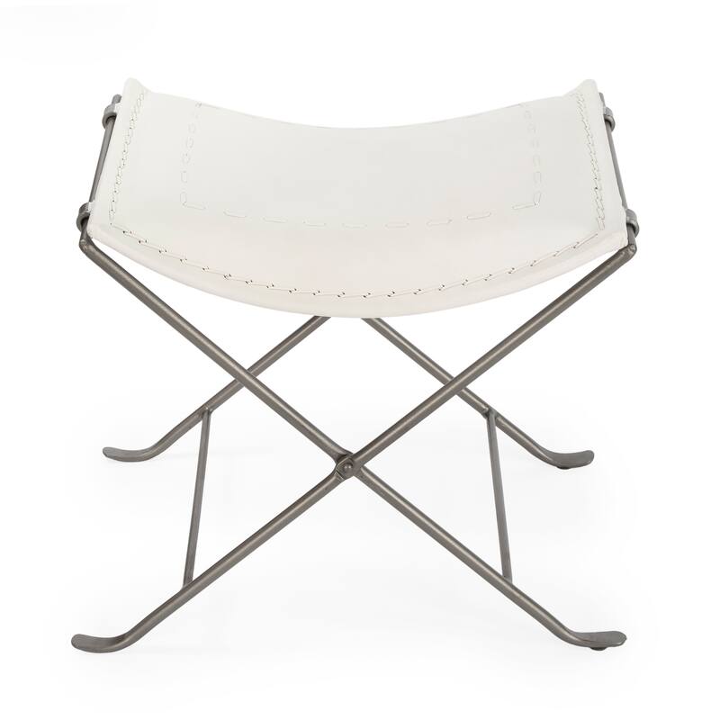 Handmade Butler Melton Leather Stool (India)