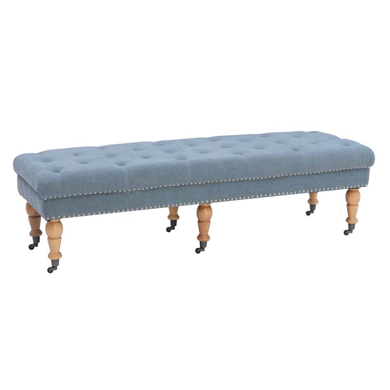 Upholstered Bench with Wheels - 62" - Blue