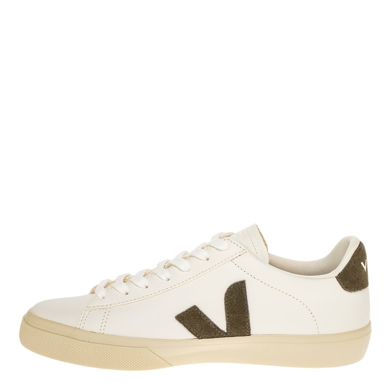Veja Men's Campo Leather Sneakers in White with Khaki Green