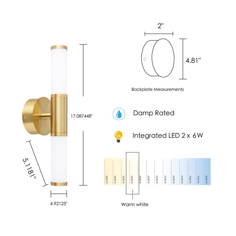 Palmera 2-light LED Bath and Vanity Light with White Glass