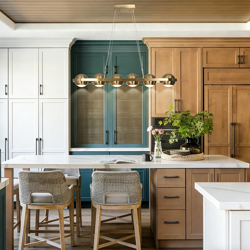 Modern 6-Light LED Gold Chandelier Linear Island Lights for Dining Room - 29.5" L x 4" H