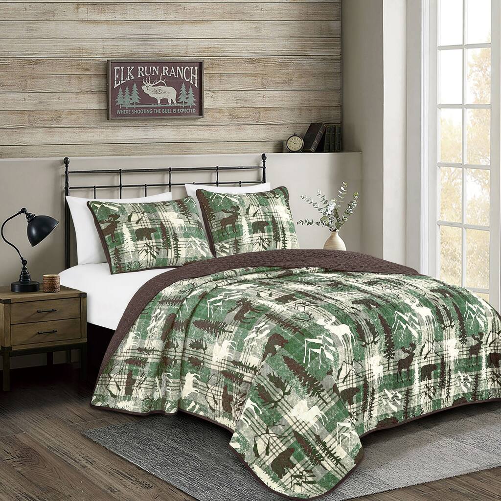 3 Pcs Rustic Polyester Quilt Bedspread Set