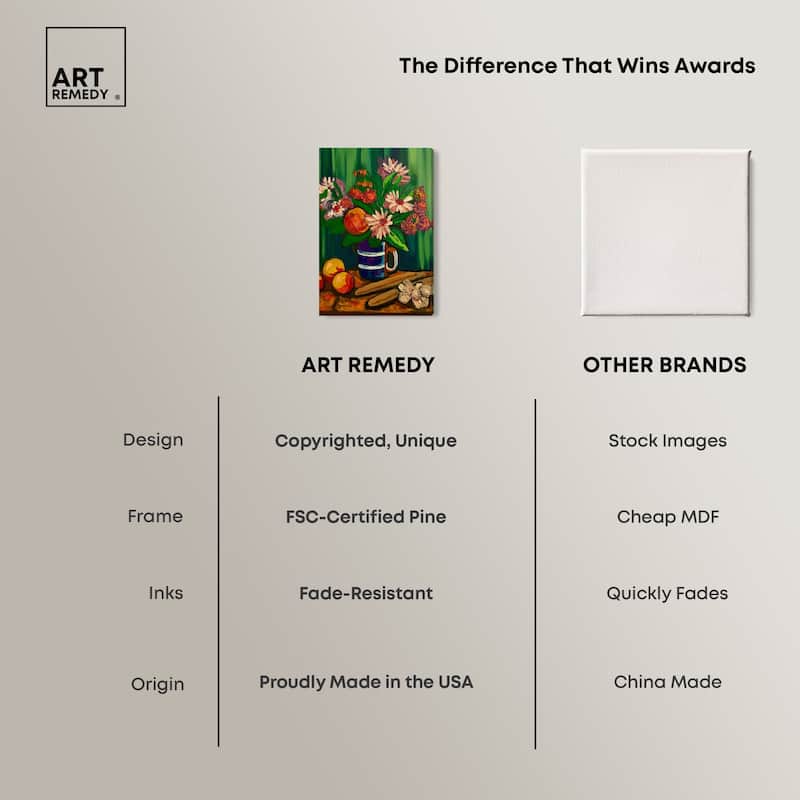 Art Remedy Floral Vase And Fruits Gallery Wrapped Flowers In Vase Paintings