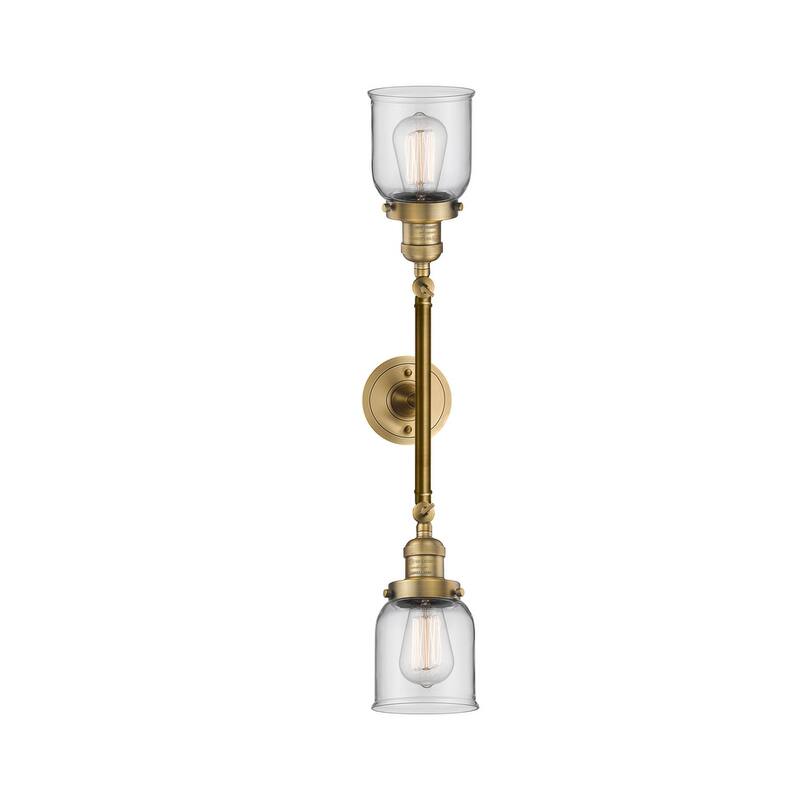 Innovations Lighting Small Bell 2 Light 23" Wide Bathroom Vanity Light - Brushed Brass / Clear