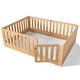 preview thumbnail 11 of 37, Queen Size Montessori Floor Bed with Door & High Fence, Solid Wood Low-Profile Sleep and Play Bed Frame