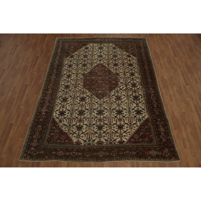 Hand Knotted Oriental 100% Wool Carpet Traditional Medallion Beige & Ivories Sultanabad Area Rug - 11' 9'' X 8' 4''