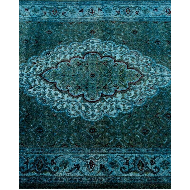Overton Hand Knotted Wool Vintage Inspired Modern Contemporary Overdyed Blue Runner Rug - 2' 6" x 8' 6"