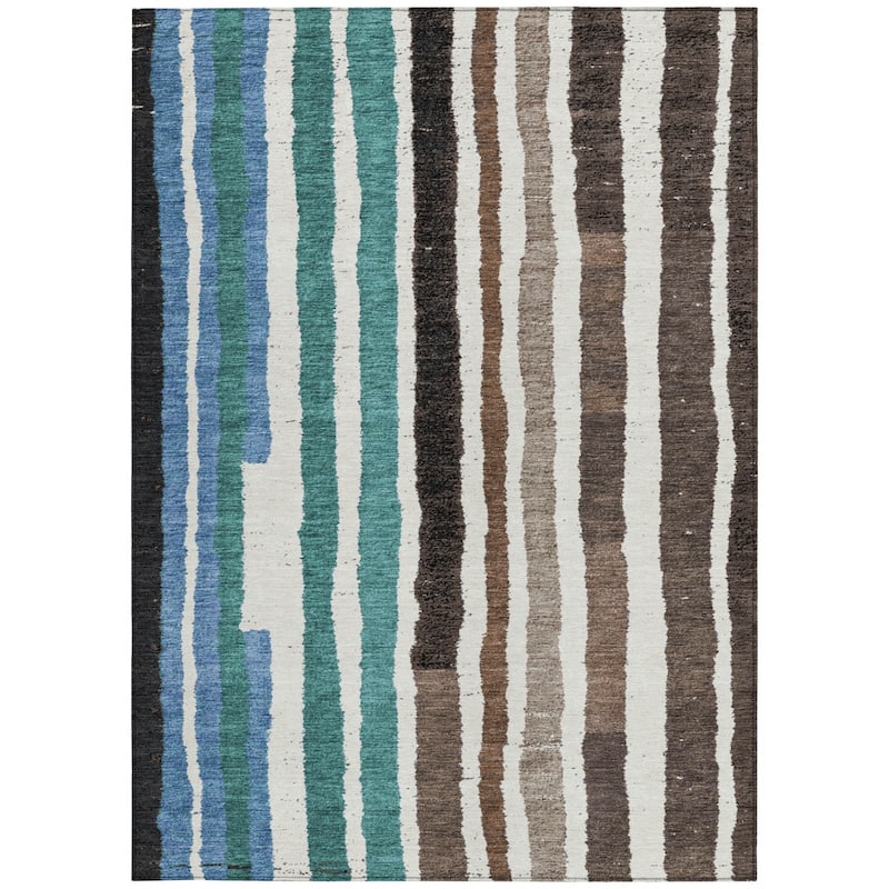 HomeRoots Striped Transitional Rectangle Outdoor Rug