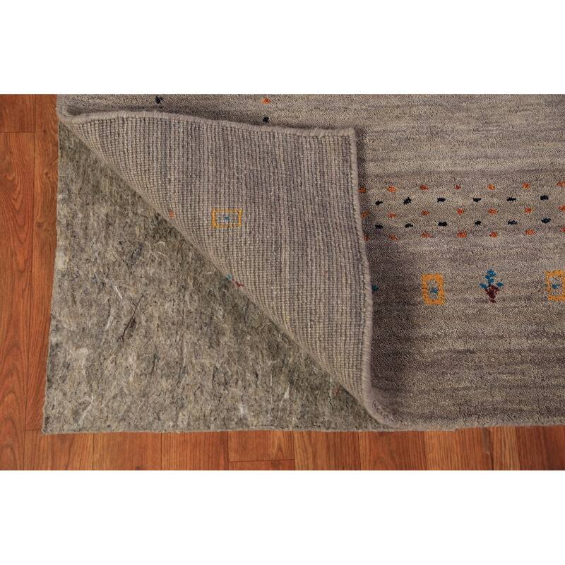Contemporary Gabbeh Rug Hand-Knotted Beige Modern Wool Carpet - 5'3" x 7'8"