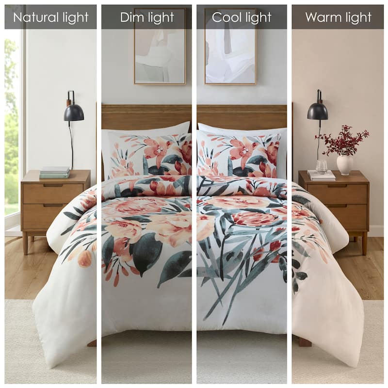 Madison Park Junia 3 Piece Floral Cotton Duvet Cover Set