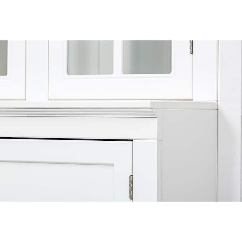 75.25'' Tall Display Cabinet with Double Glass Doors, Traditional Wooden Hutch Cabinet Collectibles Toy Organizers Rack