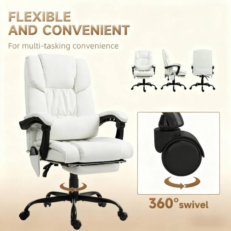 Massage Office Chair with 6 Vibrating Points, High Back Reclining Office Chair with Footrest and Remote, For Home and Office