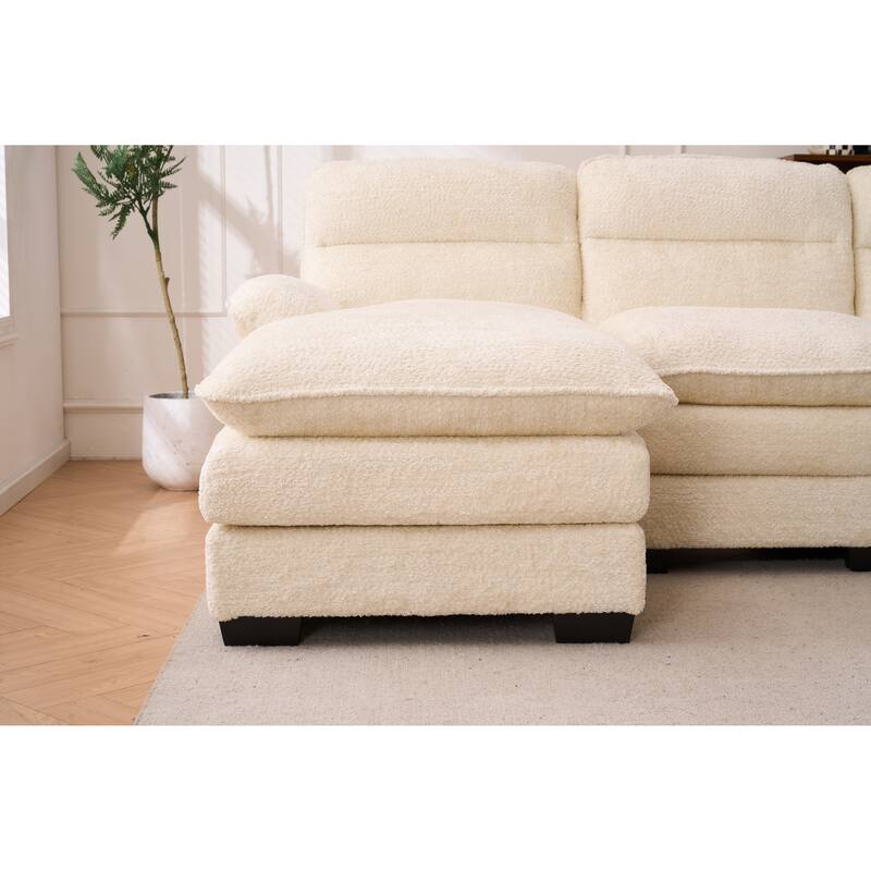 Modern U-shape Chenille Upholstered Sofa with Chaise Multiple Cushions Sectional Couch