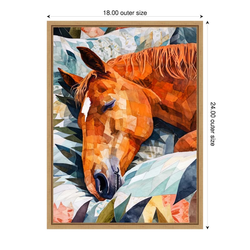 Animal Watercolor Art Horse Sleeping by Justyna Jaszke Framed Canvas Wall Art - 18 x 24 in