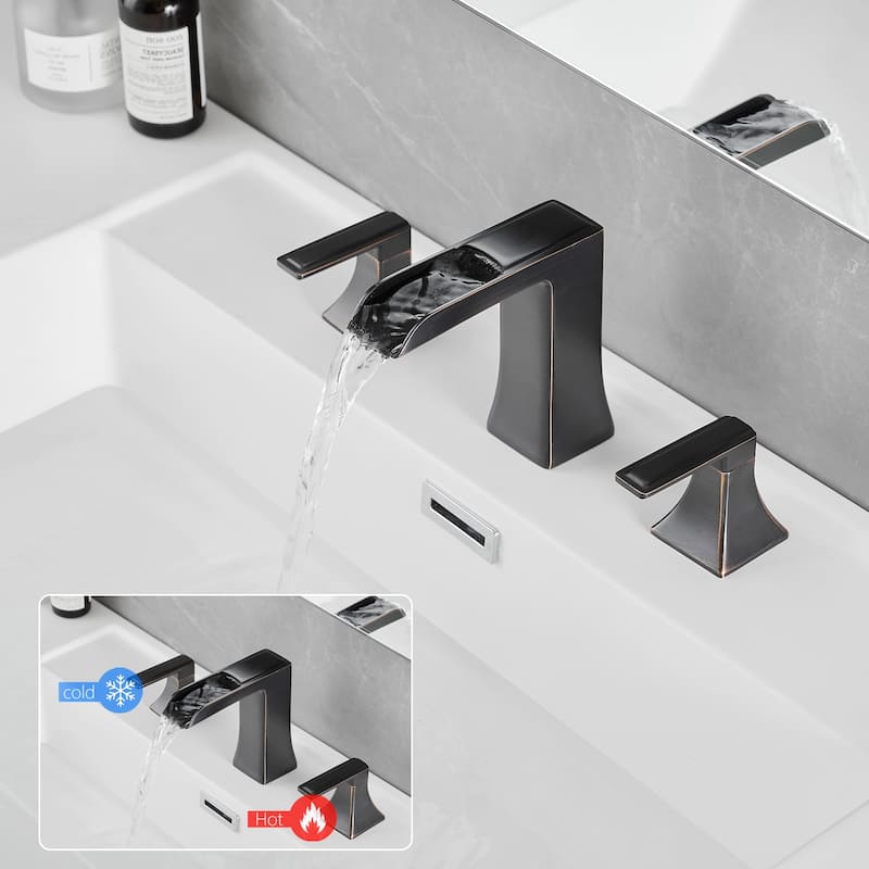 Topcraft Two Handle Waterfall Bathroom Faucet with Pop-Up Drainer