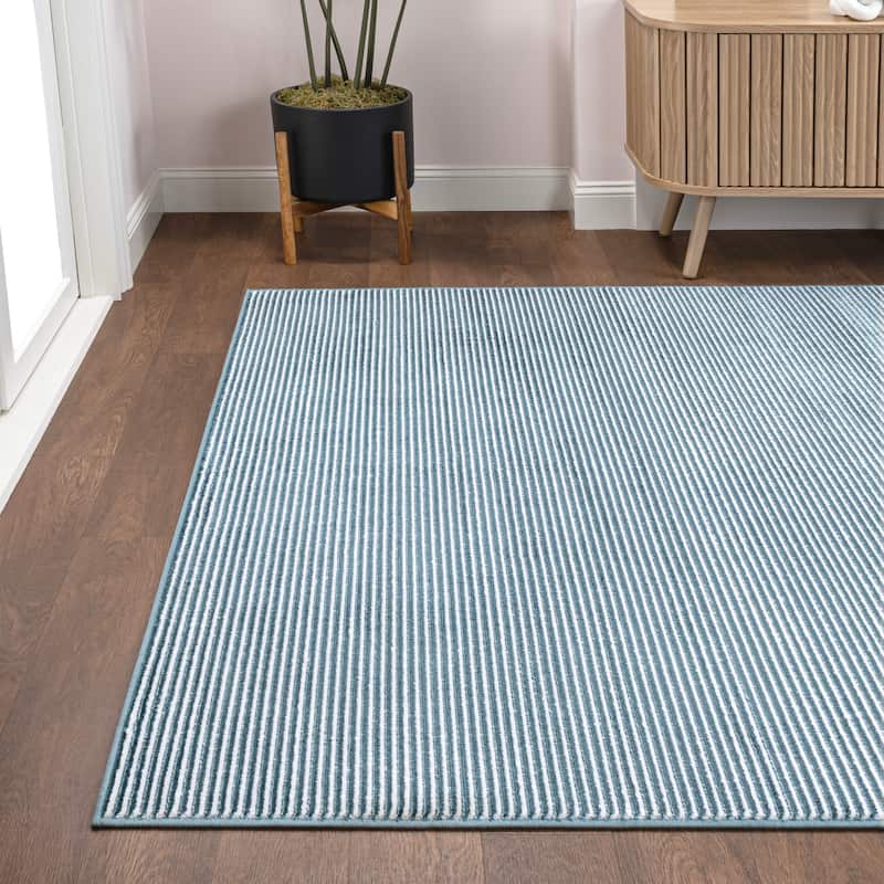 JONATHAN Y Athens Modern Minimalist Pinstripe High-Low Rug