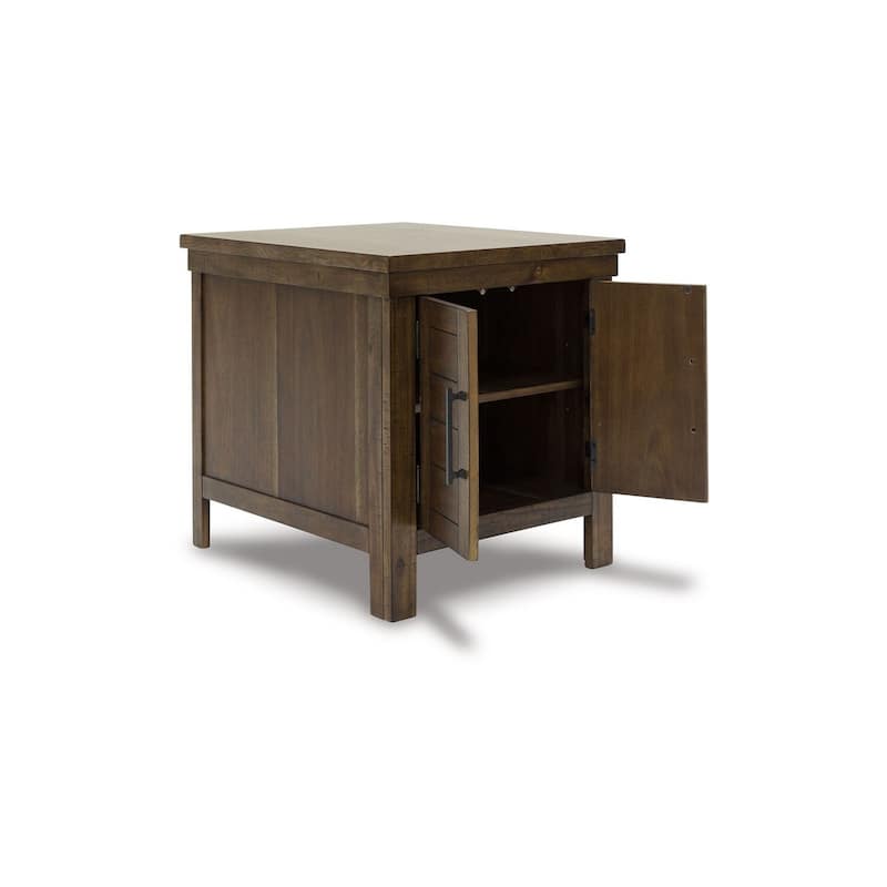 26 in. Brown Rectangle Wood End Table, Sturdy Build End Side Table for Living Rooms
