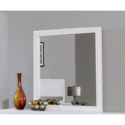Aurora Modern Framed Wall Mirror, White Finish