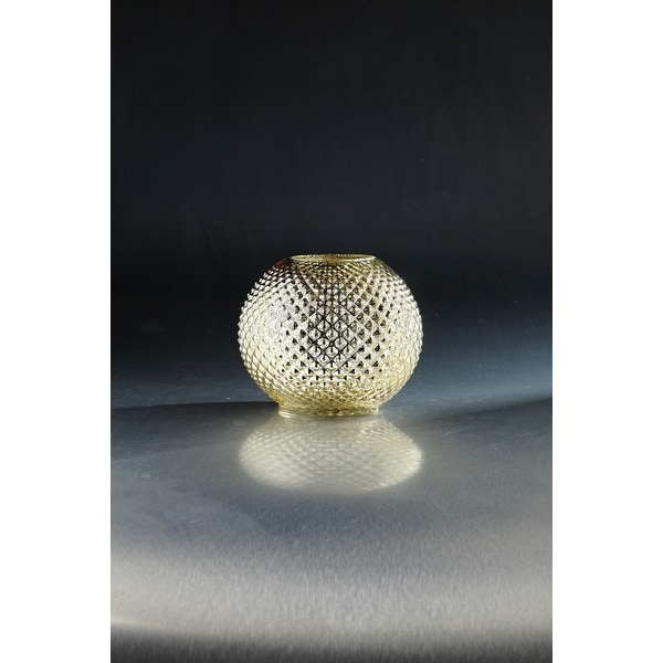 7.5 Golden Colored Embossed Circle Pattern Glass Bowl Candle Holder - N/A