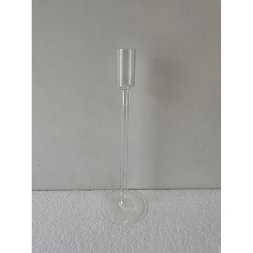 Glass Clear Candle Stand H 11" & Dia 3.5" - CLEAR