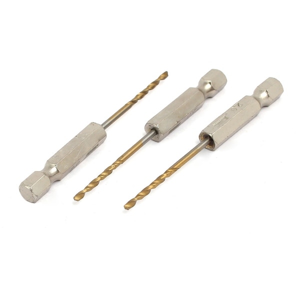 2mm Drilling Dia 2 Flutes HSS 1/4-inch Hex Shank Twist Drill Bit 3pcs