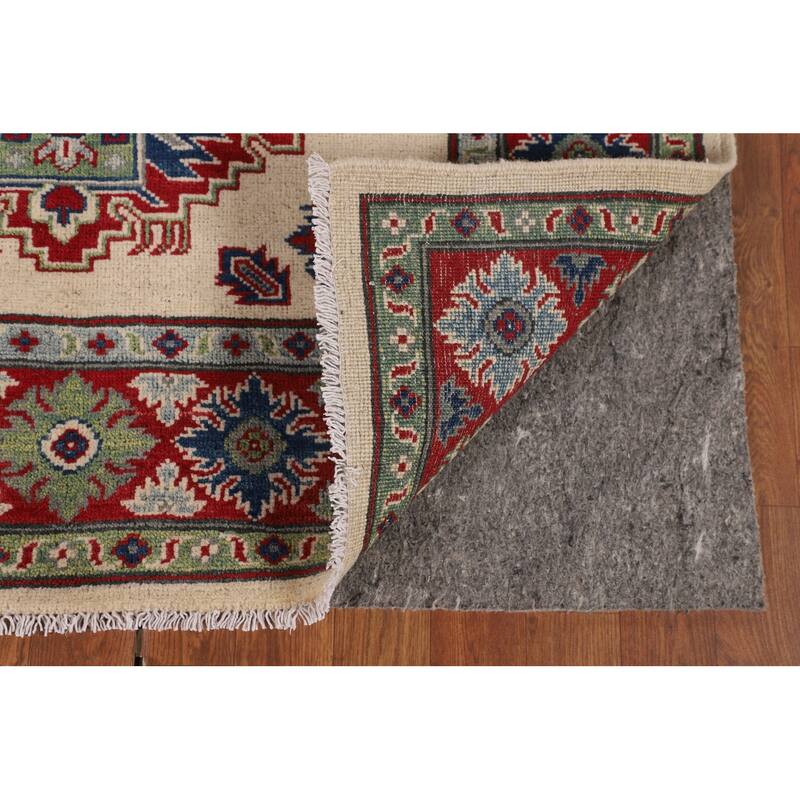 Ivory Kazak Area Rug Hand-Knotted Wool Carpet - 3'11" x 5'6"