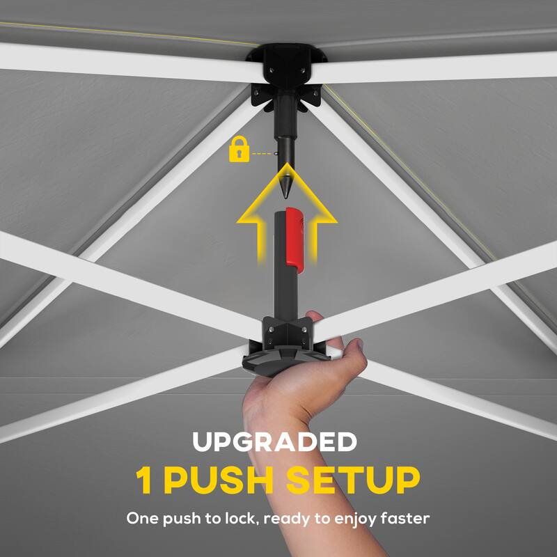 Outsunny 9.6 x 9.6 ft Pop Up Canopy Tent with Sidewalls, One Button Push Setup, UPF50+ Outdoor Portable Instant Canopy Shelter