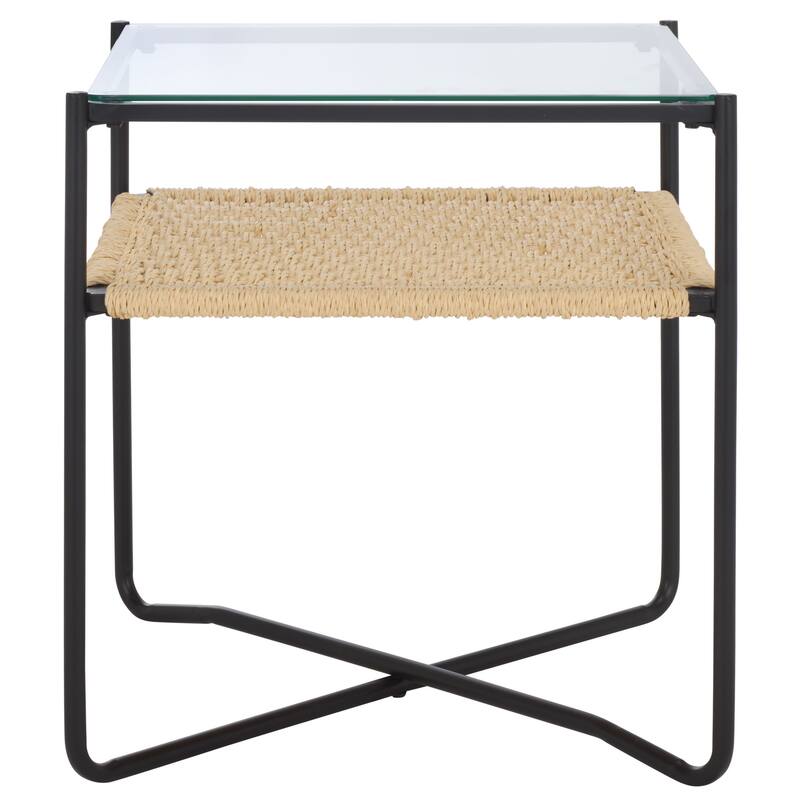 SAFAVIEH Home Omaka 1 Shelf End Table - 18"W x 18"D x 20"H - Natural/Black