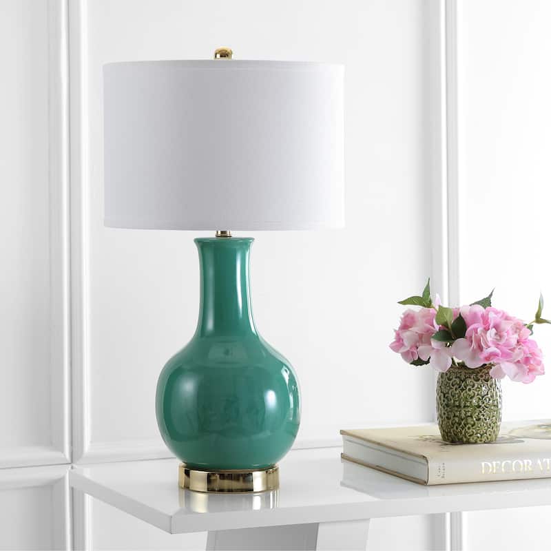 SAFAVIEH Lighting Dionne 28-inch Orange Table Lamp - 15" W x 15" D x 27.5" H - 15Wx15Dx28H - Emerald