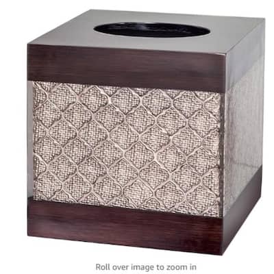 Creative Scents Square Tissue Box Cover - Modern Brown Tissues Cube Box Cover - Decorative Tissue Box Cover Square
