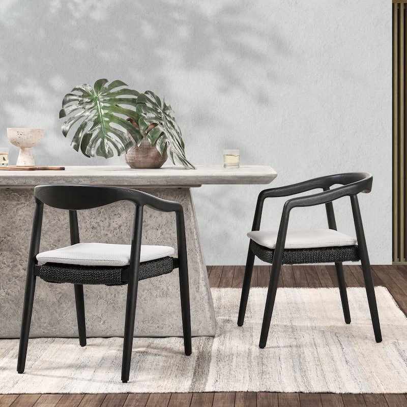 Classic Home Aria Outdoor Dining Chair in Black (Set of 2)