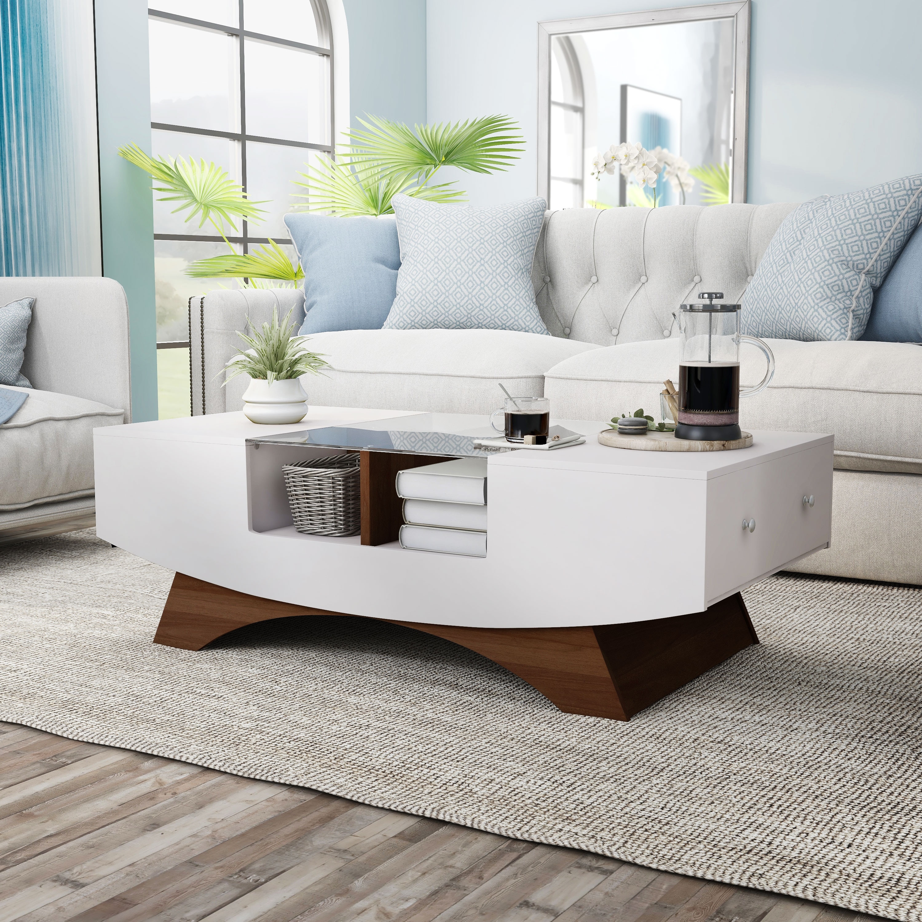 Furniture of america villetta modern vintage grey online coffee table