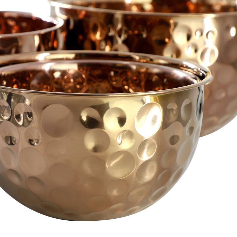 Hammered Copper 5 Piece Stainless Steel Mixing Bowl Set