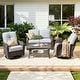 preview thumbnail 5 of 38, HOOOWOOO 5-piece Grey Wicker Chat Set Patio Conversation Set with Swivel Chairs Grey