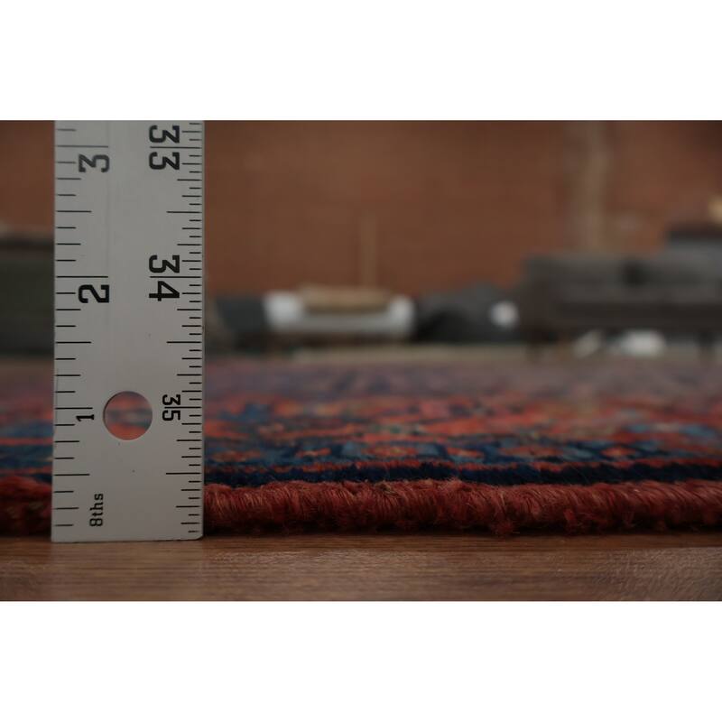 Hand Knotted Oriental 100% Wool Carpet Traditional Geometric Navy Blue & Blues Bidjar Area Rug - 9' 11'' X 5' 2''