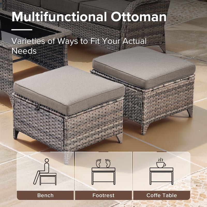 Gymojoy 8-Piece Patio Furniture Set with Swivel Glider Chairs, 6-Inch Ultra-Plush Cushions & Water-Resistant Olefin Fabric