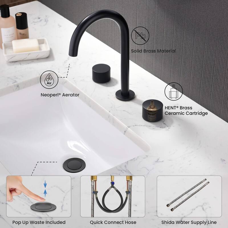 Circular X 8" Bathroom Sink Widespread Faucet with Drain Assembly