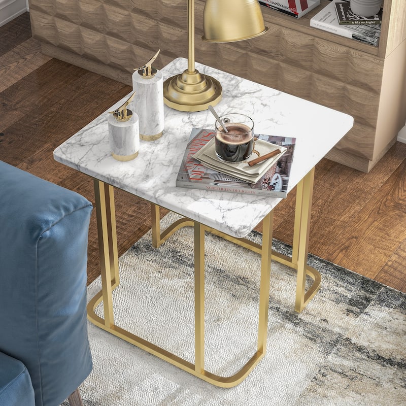 Deeanne Contemporary 24-inch Faux Marble Side Table by Furniture of America