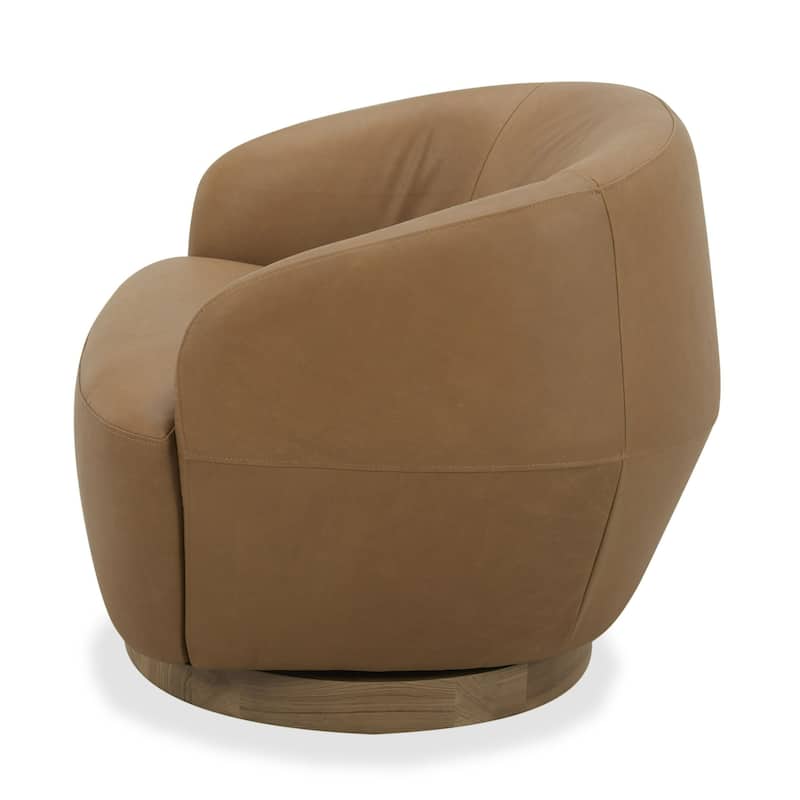Divani Casa Agatha Modern Tan Leather Swivel Accent Chair