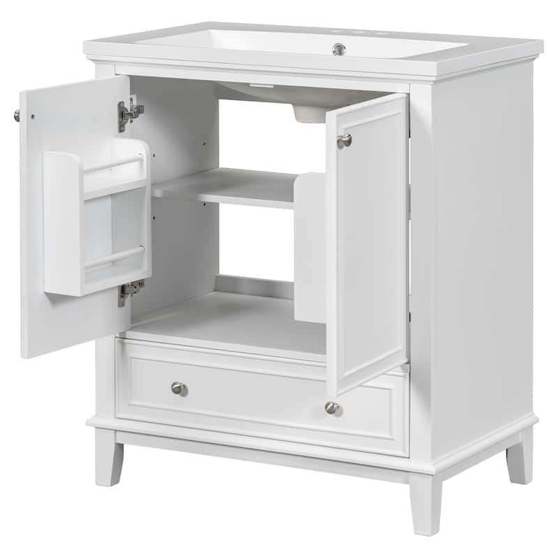 Roomfitters 30" Bathroom Vanity with Sink Combo, Multi-Functional Cabinet with Doors and Drawer, Solid Frame, MDF