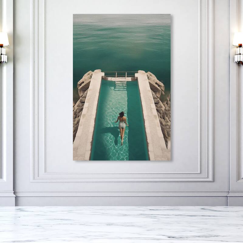 Wynwood Studio Canvas Fashion and Glam Mediterranean Escape Green and Tan Nautical & Coastal Wall Art Canvas Print - 54 x 36