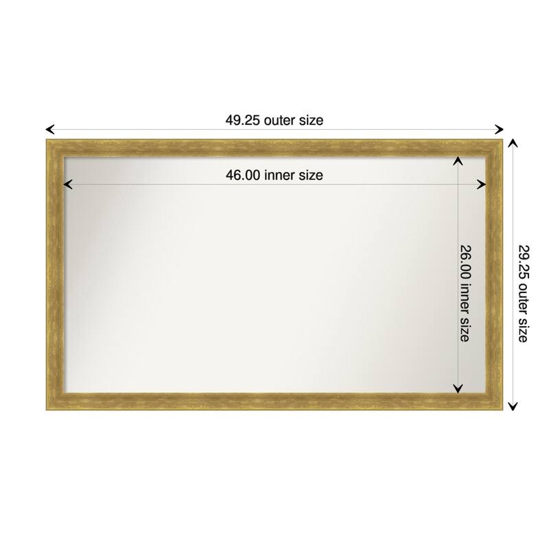 Angled Gold Framed Non-Beveled Custom Wall Mirror, Bathroom Vanity Mirror