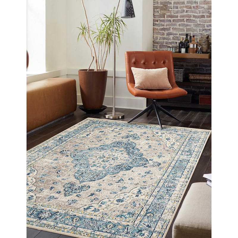 ECARPETGALLERY Machine Made Daria Blue Area Rug