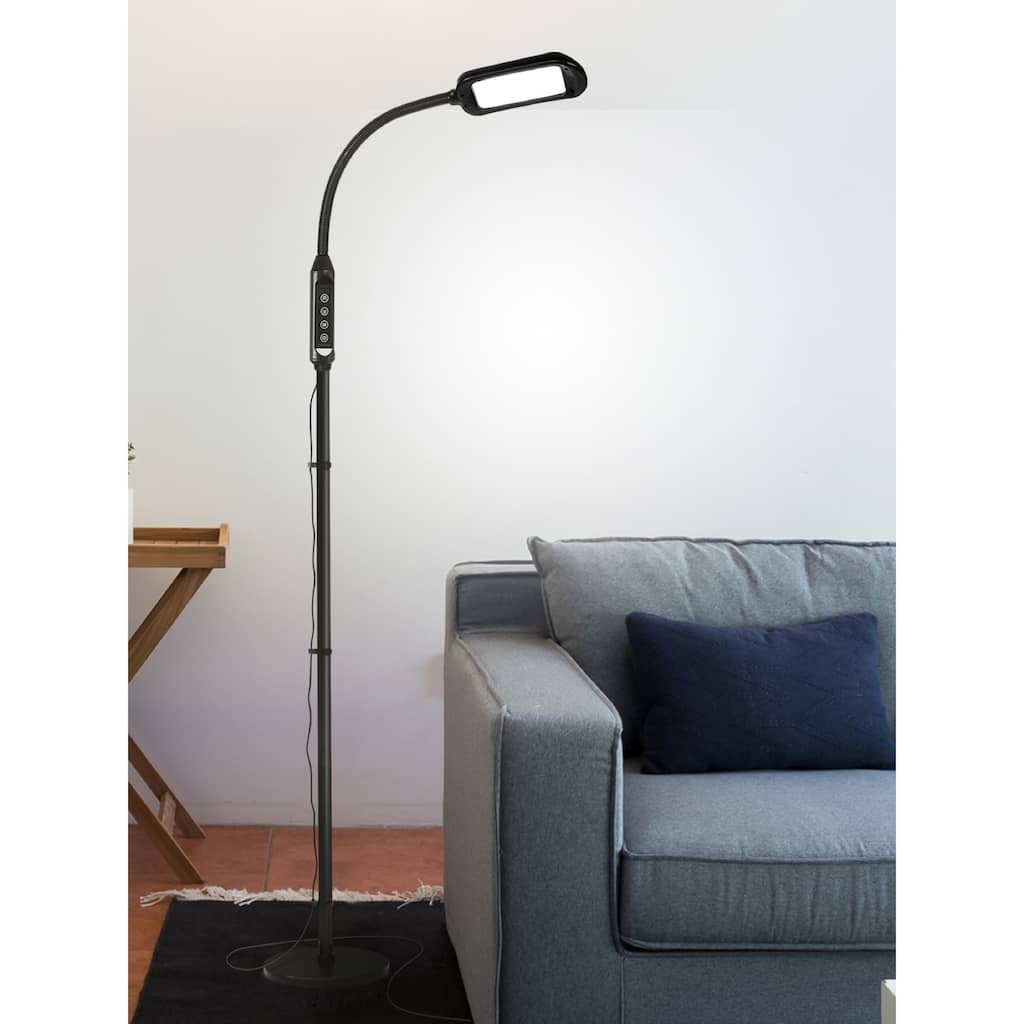 Brightech Litespan 2-in-1 56 in. Classic Black Industrial Dimmable and Color Temperature Adjustable LED Floor Lamp