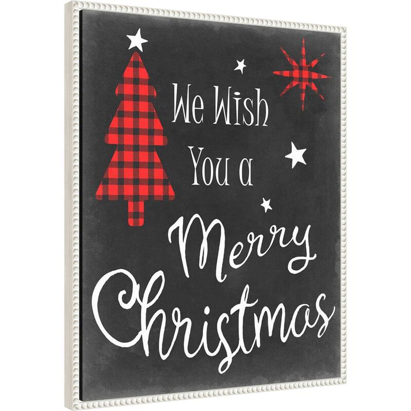 We Wish in Red by Sharon Chandler (23 x 28 in.), Framed Canvas Wall Art Print - Sylvie Beaded White