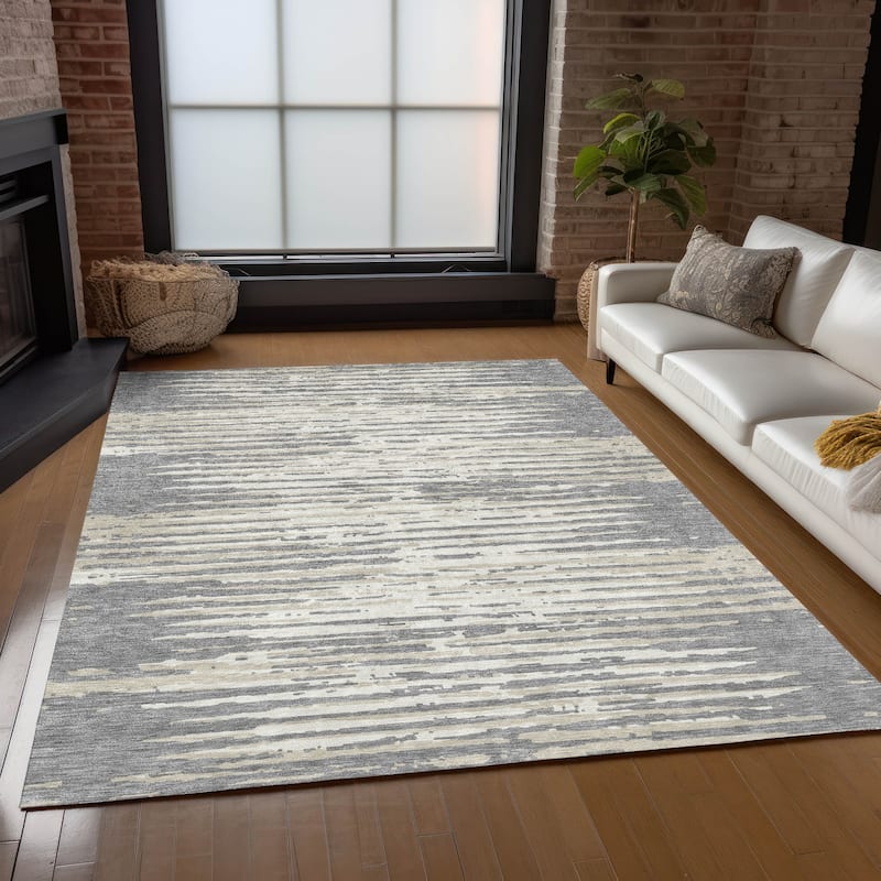 Machine Washable Indoor/ Outdoor Chantille Abstract Ombre Rug