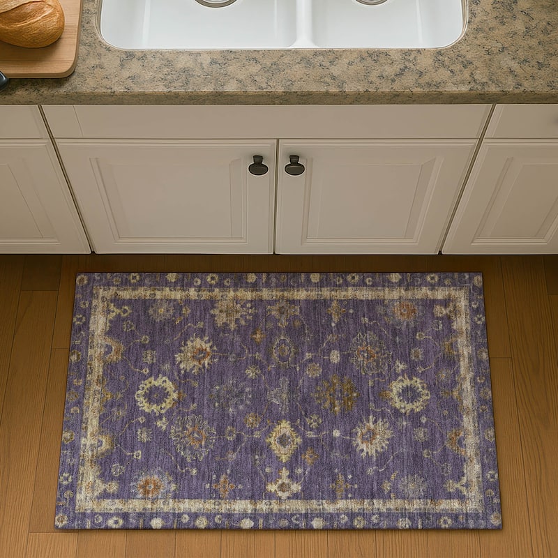 Premium Washable Super Soft Classic Traditional Mayfield Rug - Eggplant - 1'8" x 2'6"