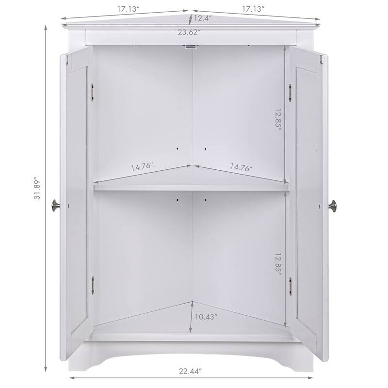 Home Floor Corner Cabinet with Two Doors and Shelves - 12.4"D x 23.62"W x 31.89"H